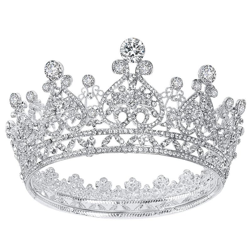 Aprince Silver Round Crystal Tiaras and Crowns for Women Tiaras for Girls Rhinestones Wedding Headband Tiara for Women The Crowns for Women Birthday Crowns for Women Crown for Girls Hair Accessories